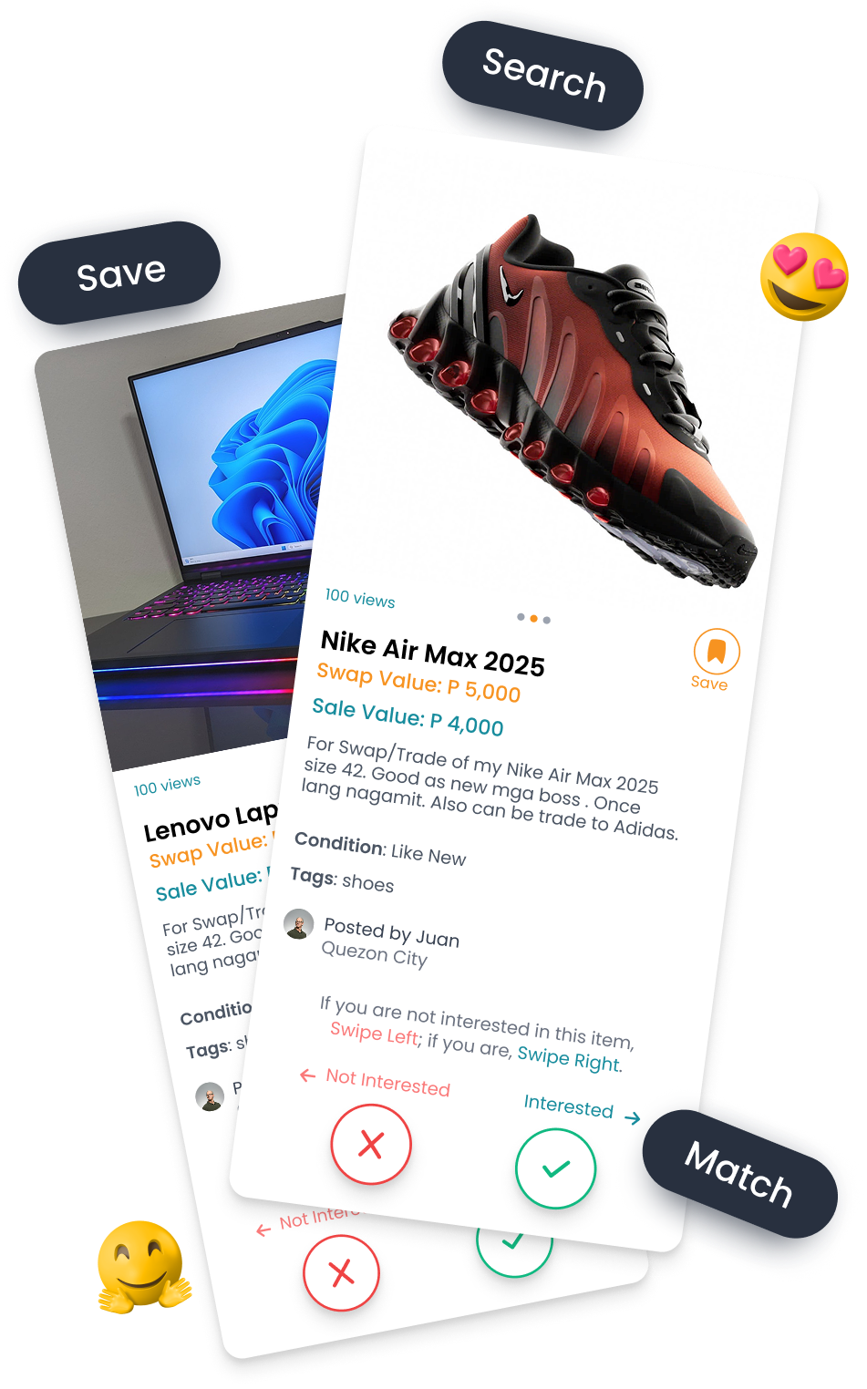 Swappy App Screens